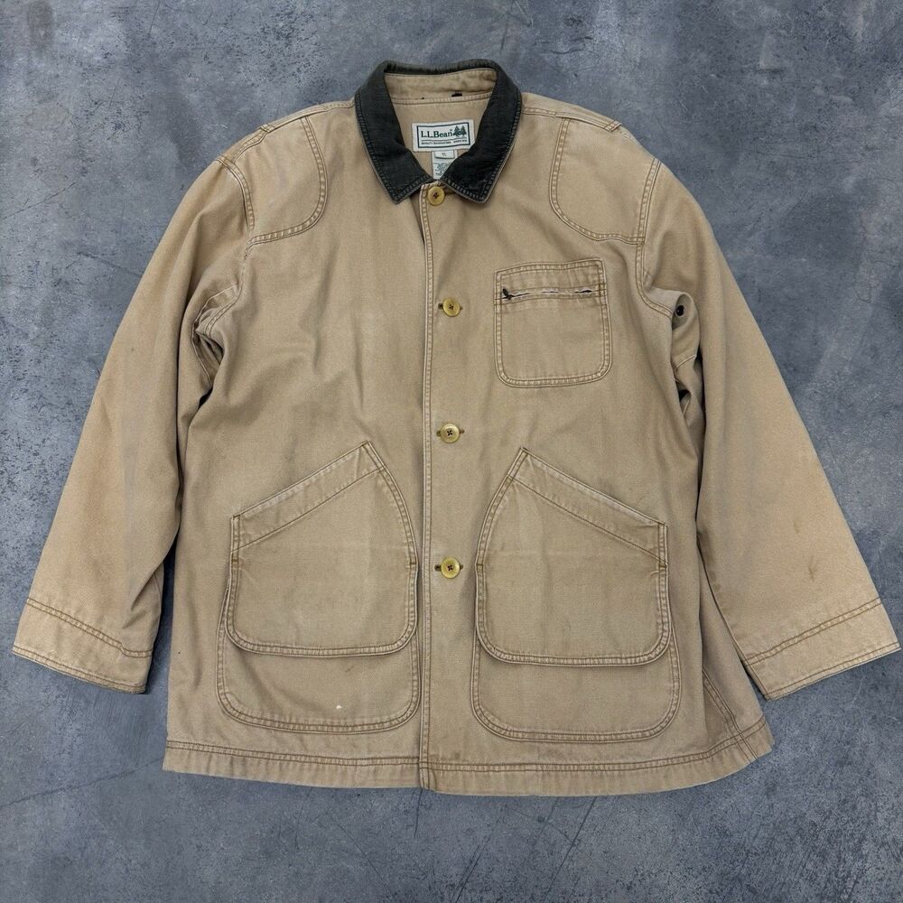 Vintage L.L. Bean Barn Coat Jacket Mens XL Chore Corduroy Collar Quilt Lined